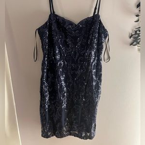 Beautiful sequined mini navy dress